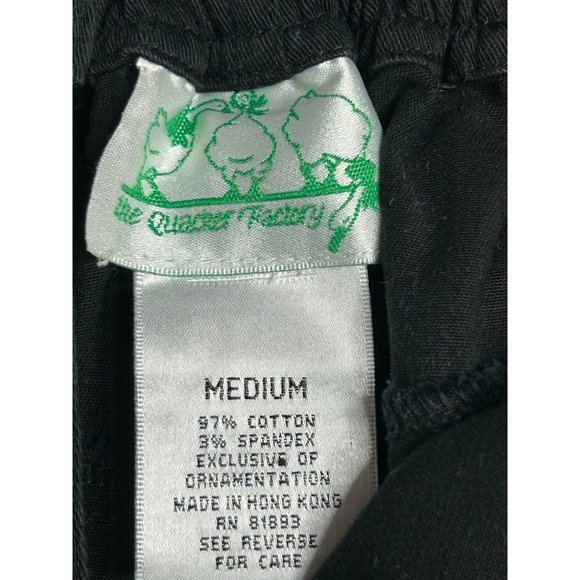 Quacker Factory Womens Medium Black Cropped Capri Black Embroidered Pants - Picture 6 of 7